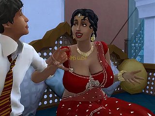 Desi Telugu Domineer Saree Aunty Lakshmiは、若い男に誘惑されました -  Vol 1、パート1-邪悪な気まぐれ - 英語の字幕付き